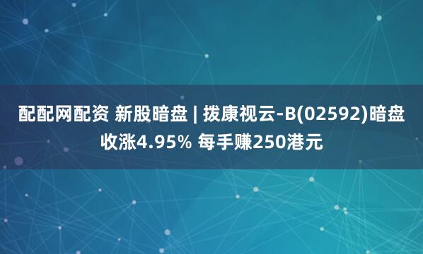 配配网配资 新股暗盘 | 拨康视云-B(02592)暗盘收涨4.95% 每手赚250港元